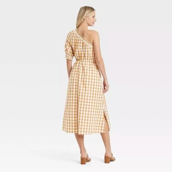 NWT Who What Wear one shoulder gingham cut out dress sz XL - Picture 4 of 10